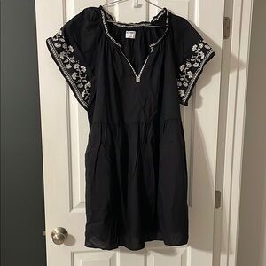 Old Navy Black Mini Dress with White Embroidery